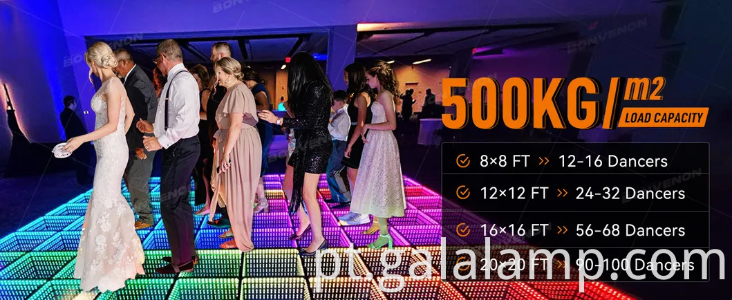 RGB Infinity Mirror Dance Floor Lights com vidro de efeito 3D